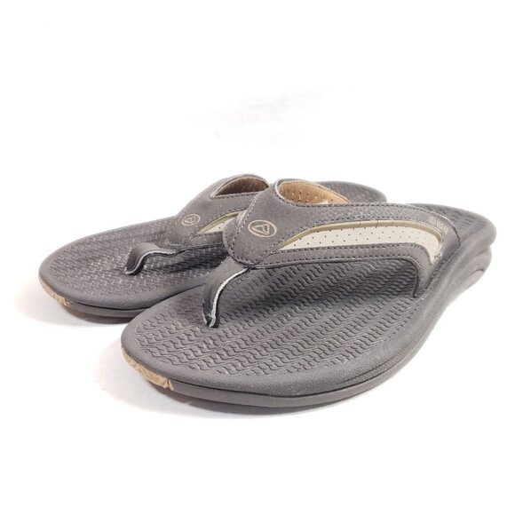 Reef Mens Gray Flip Flops Size 9 Synthetic Upper Comfortable Casual Beach Sandal - Picture 2 of 9